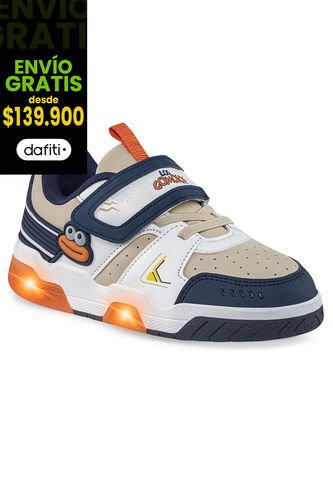 Tenis Con Luces Nuvik Beige-Azul O Los Gomosos Para Niño Los Gomosos
