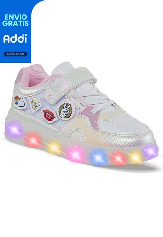 Tenis Luces Gerfy Blanco Para Niña Los Gomosos Los Gomosos