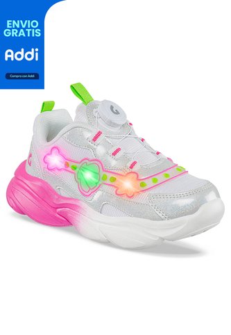 Tenis Luces Jomir Blanco Para Niña Los Gomosos Los Gomosos