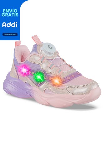 Tenis Luces Jomir Rosa Para Niña Los Gomosos Los Gomosos