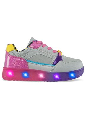 Tenis Con Luces Grosur Gris-Fuc Para Niña Los Gomosos