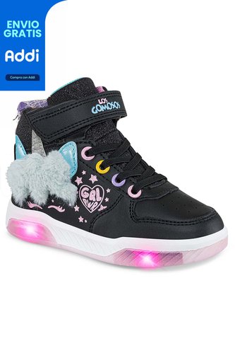Tenis Luces Konno Negro Para Niña Los Gomosos Los Gomosos