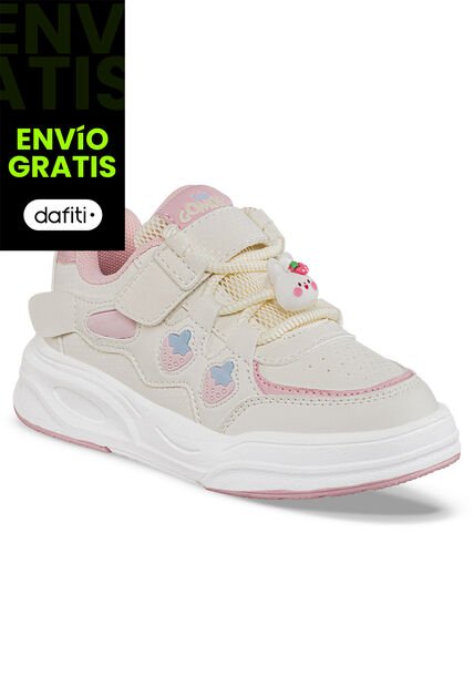 Tenis Urbanos Ginav Beige-Rosa Los Gomosos Para Niña