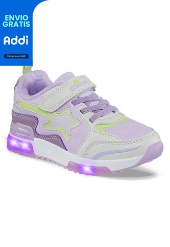 Tenis Luces Gypin Beige-Lila Para Niña Los Gomosos Los Gomosos