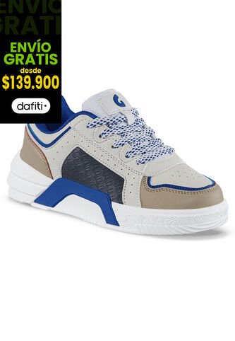 Tenis Urbanos Miro Beige-Azul Los Gomosos Para Niño Los Gomosos