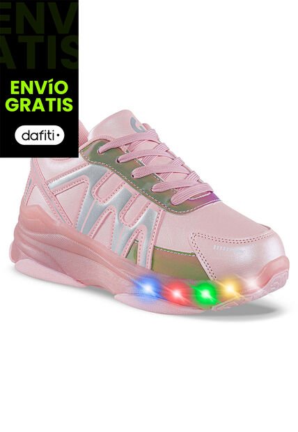 Tenis Patines Luces Tiff Rosa Los Gomosos Para Niña
