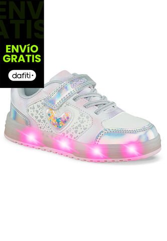 Tenis Luces Mydor Plata Los Gomosos Para Niña Los Gomosos
