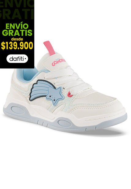 Tenis Casuales Hobor Blanco-Azul Los Gomosos Para Niña
