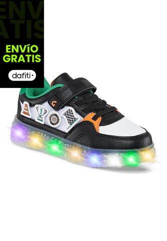Tenis Con Luces Riner Negro Para Niño Los Gomosos Los Gomosos