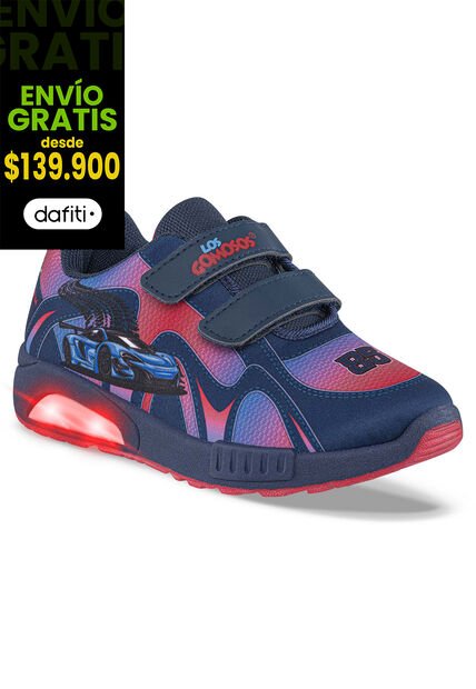 Tenis Con Luces Kenok Azul O-Rojo Para Niño Los Gomosos