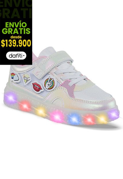 Tenis Luces Gerfy Blanco Para Niña Los Gomosos