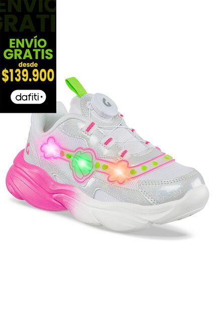 Tenis Luces Jomir Blanco Para Niña Los Gomosos