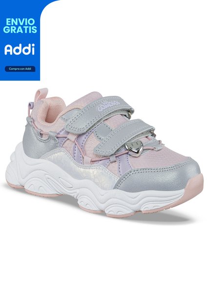 Tenis Urbanos Febar Gris-Rosa Los Gomosos Para Niña