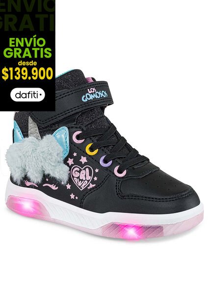 Tenis Luces Konno Negro Para Niña Los Gomosos