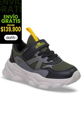 Tenis Lumar Negro-Verde Para Niño Los Gomosos