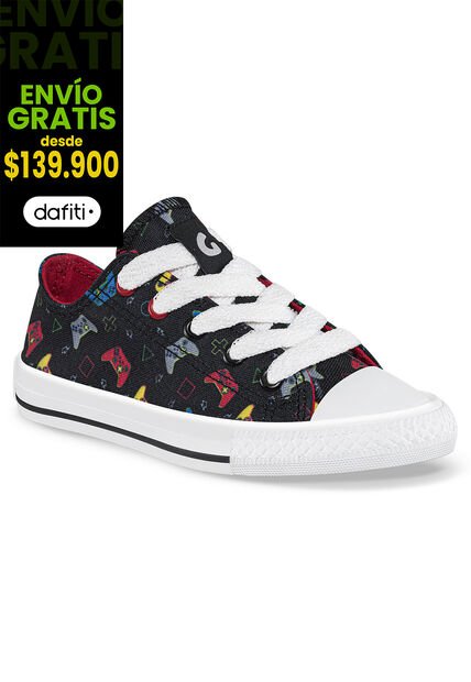 Tenis Kanzo Bajo Negro Para Niño Los Gomosos