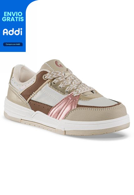 Tenis Casuales Matik Blanco-Beige Los Gomosos Para Niña