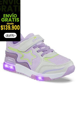 Tenis Luces Gypin Beige-Lila Para Niña Los Gomosos Los Gomosos