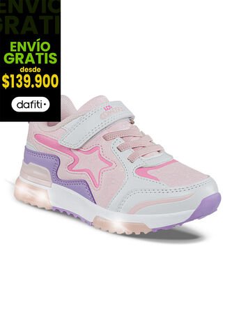 Tenis Luces Gypin Blanco-Rosa Para Niña Los Gomosos Los Gomosos