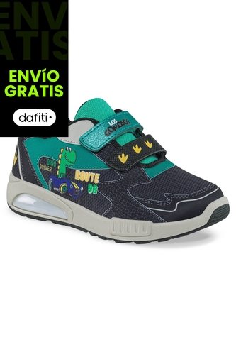 Tenis Con Luces Ruxo Negro-Verde Los Gomosos Para Niño Los Gomosos