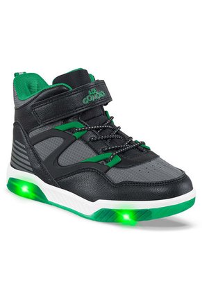 Tenis Con Luces Trew Negro-Verde Para Niño Los Gomosos