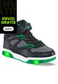 Tenis Con Luces Trew Negro-Verde Para Niño Los Gomosos de Los Gomosos