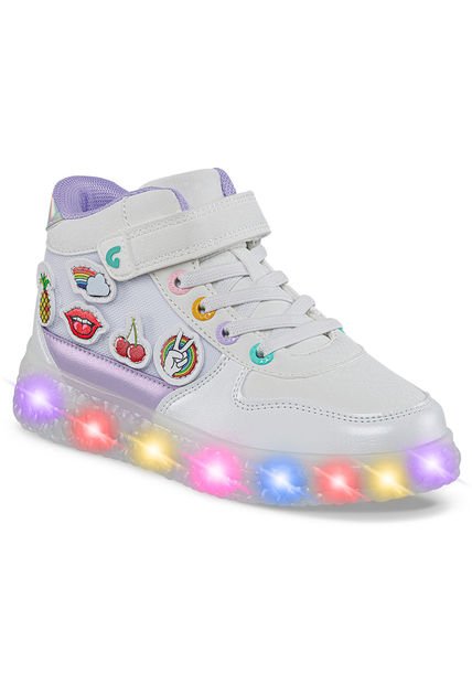 Tenis Luces Gernal Blanco-Lila Para Niña Los Gomosos