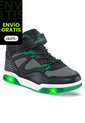 Tenis Con Luces Trew Negro-Verde Para Niño Los Gomosos de Los Gomosos