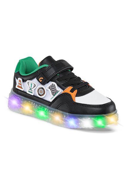 Tenis Con Luces Riner Negro Para Niño Los Gomosos