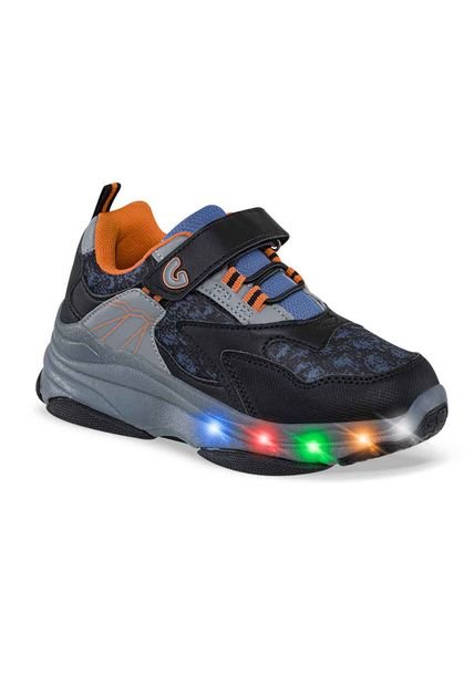 Tenis Patines Con Luces Luccor Negro-Azul Para Niño Los Gomosos