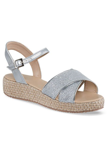 Sandalias Tacón Silvina Plata Para Niña Los Gomosos