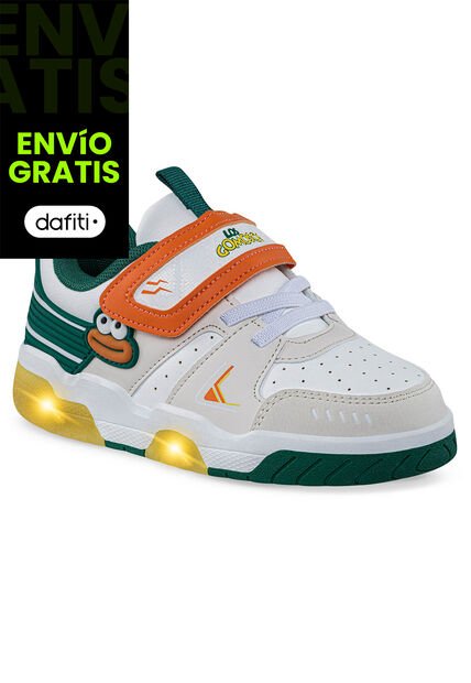 Tenis Con Luces Nuvik Blanco-Beige Los Gomosos Para Niño