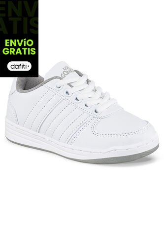 Tenis Escolares Boby Cordon New Blanco-Gris Para Niño Y Niña Los Gomosos Los Gomosos