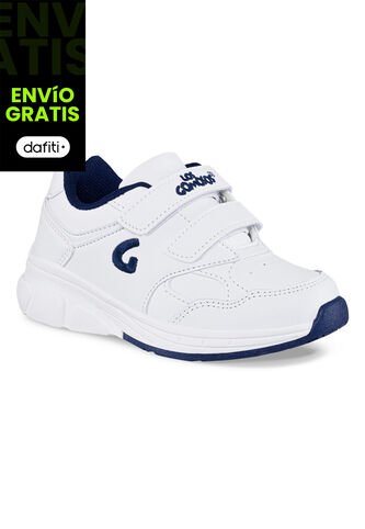 Tenis Escolares Gomyschool V New Blanco-Azul Para Niño Y Niña Los Gomosos Los Gomosos