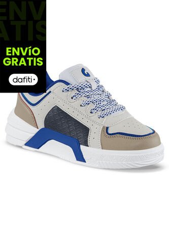 Tenis Urbanos Miro Beige-Azul Los Gomosos Para Niño Los Gomosos