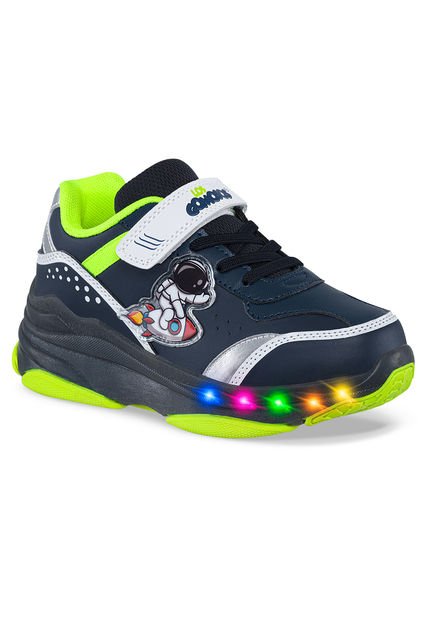 Tenis Patines Con Luces Braiz Azul Osc Para Niño Los Gomosos