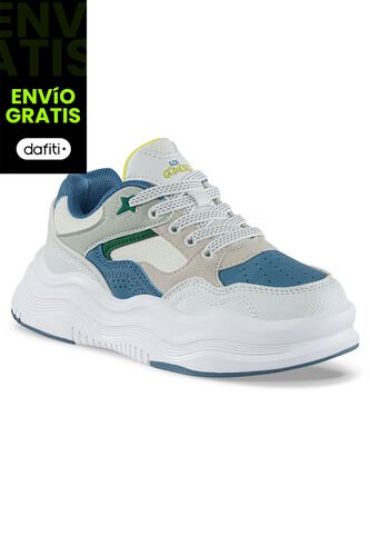 Tenis Casuales Falek Blanco-Azul Los Gomosos Para Niño Los Gomosos