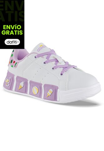Tenis Casuales Ferinn Blanco-Lila Los Gomosos Para Niña Los Gomosos