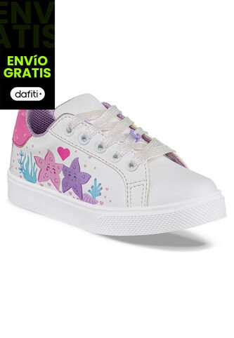 Tenis Casuales Haggis Blanco-Fucsia Los Gomosos Para Niña Los Gomosos