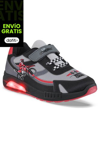 Tenis Con Luces Halime Negro Para Niño Los Gomosos Los Gomosos
