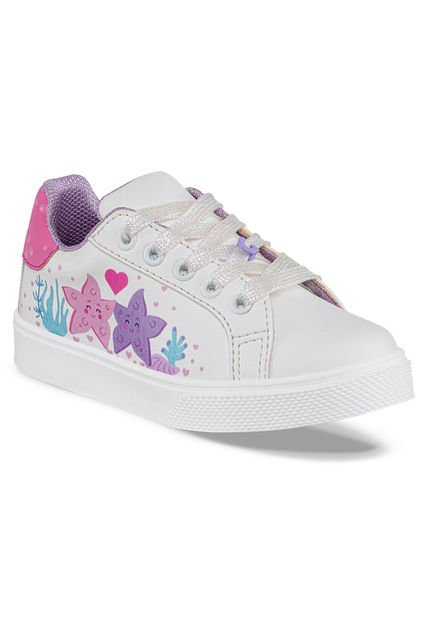 Tenis Casuales Haggis Blanco-Fucsia Los Gomosos Para Niña