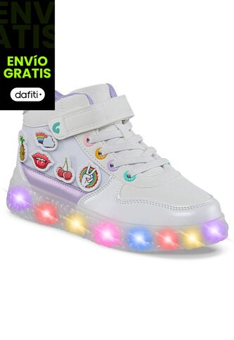 Tenis Luces Gernal Blanco-Lila Para Niña Los Gomosos Los Gomosos