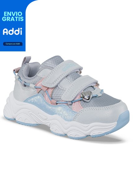 Tenis Urbanos Febar Blanco-Gris Los Gomosos Para Niña