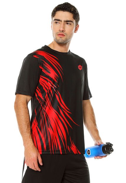 Camiseta Negro-Rojo Lotto