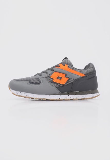 Tenis Lifestyle Gris-Blanco-Naranja Neón Lotto Alagna