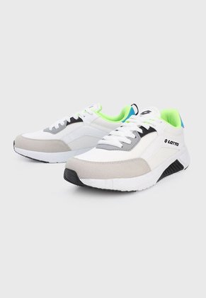 Tenis Lifestyle Blanco-Gris-Amarillo Neón Lotto Saman