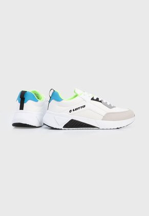 Tenis Lifestyle Blanco-Gris-Amarillo Neón Lotto Saman