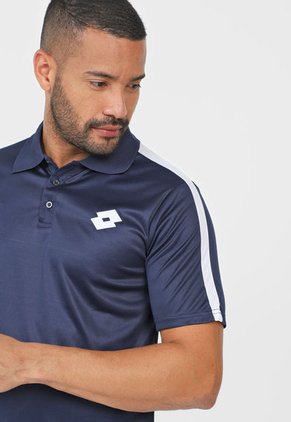 Polo Azul Oscuro-Blanco Lotto