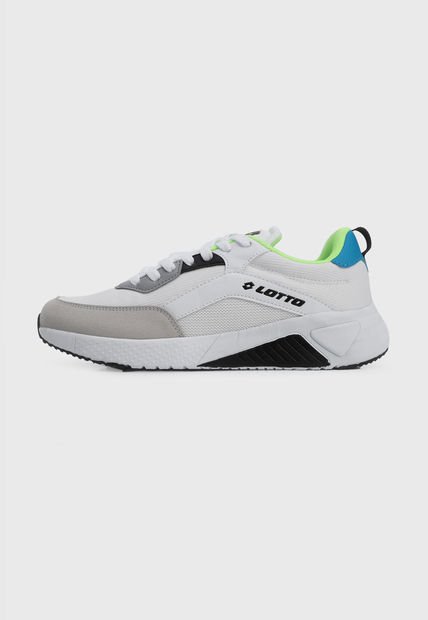 Tenis Lifestyle Blanco-Negro-Amarillo Neón Lotto Saman