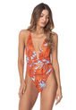 Vestido de baño Azul-Naranja Maaji Swimwear Learn Safari Plunge de Maaji